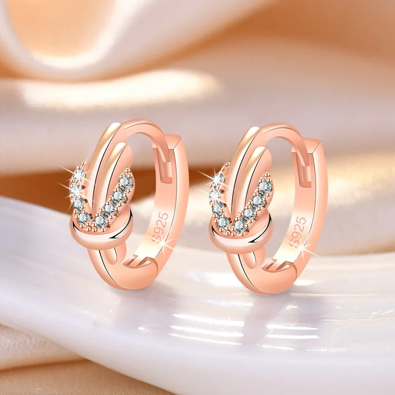 925 Sterling Silver Zircon Buckle Earrings