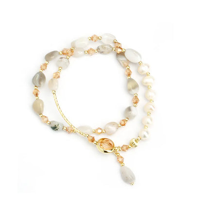 Crystal Pearl Ethnic Stacking Bracelets