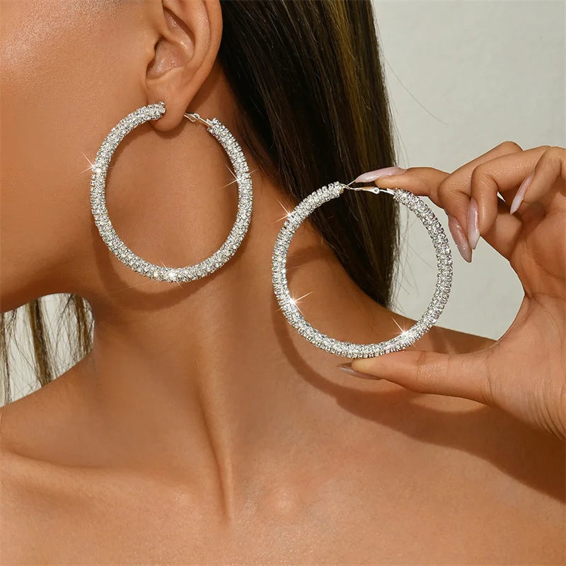 Big Full Crystal Circle Hoop Earrings