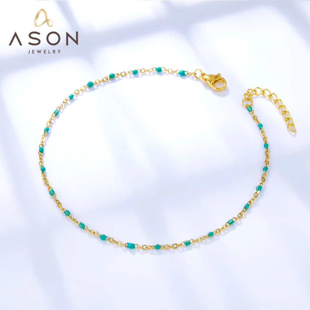 Bohemian Blue Green Yellow Beads Anklet Chains