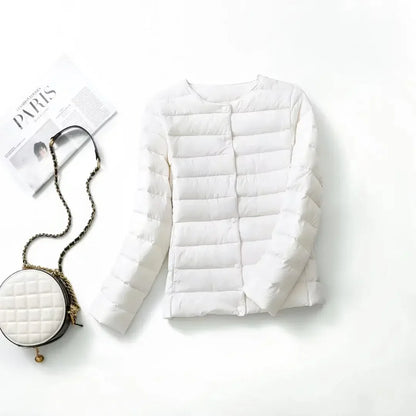 Light Down Duck Down Fall Collarless Light Quilted Puffer Coat
