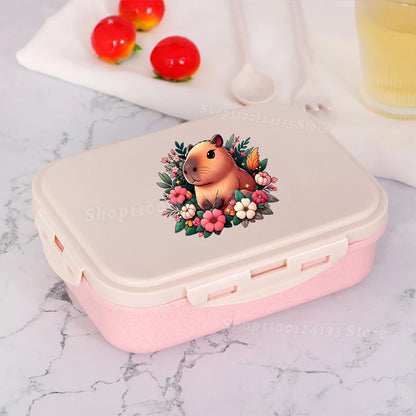 Capybara Lunch Boxes Kids Cute Anime Print Separate Lunch Box