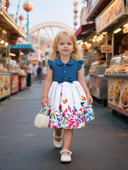 2-10Years Girls Sleeveless Butterfly Flower Dress