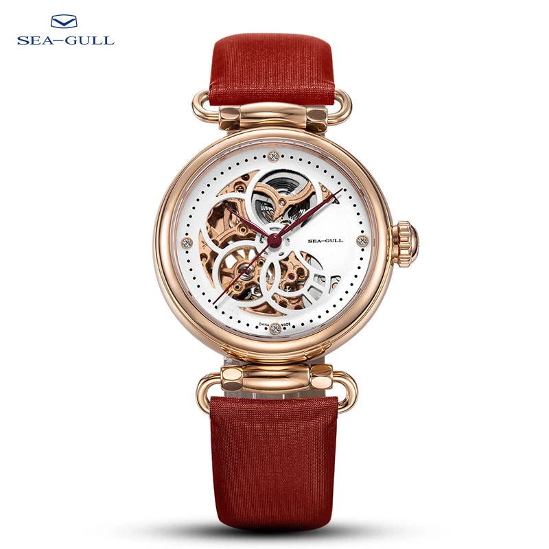 Leather Strap Waterproof Skeleton Automatic Mechanical Watch Necklace Set 6002L Series
