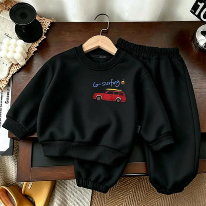 Autumn Costume Long-sleeved Round Neck Sweatshirts Hoodie Set