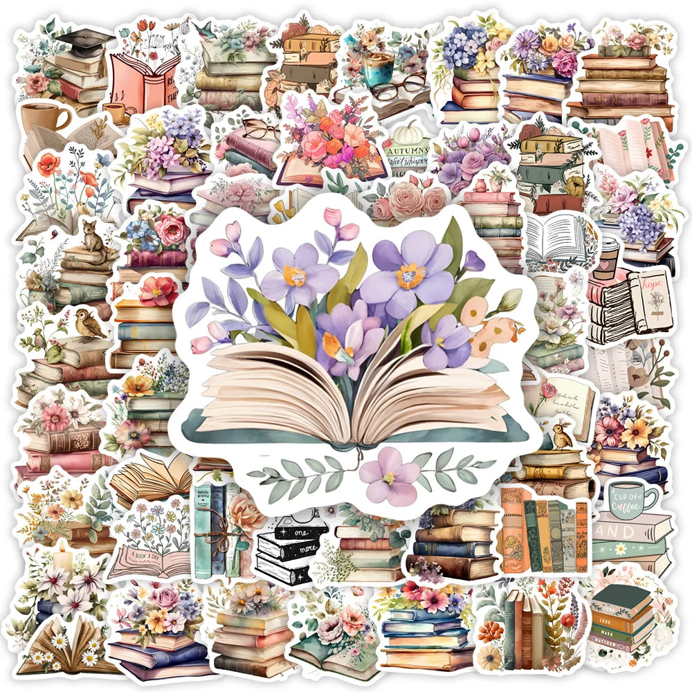 Watercolor Book with Flower Aesthetic Stickers Waterproof