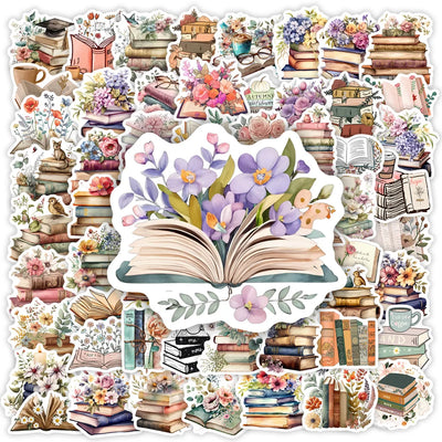 Watercolor Book with Flower Aesthetic Stickers Waterproof