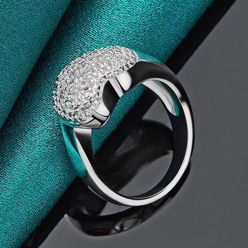 925 Sterling Silver Heart Zircon 7-10# Charm Rings