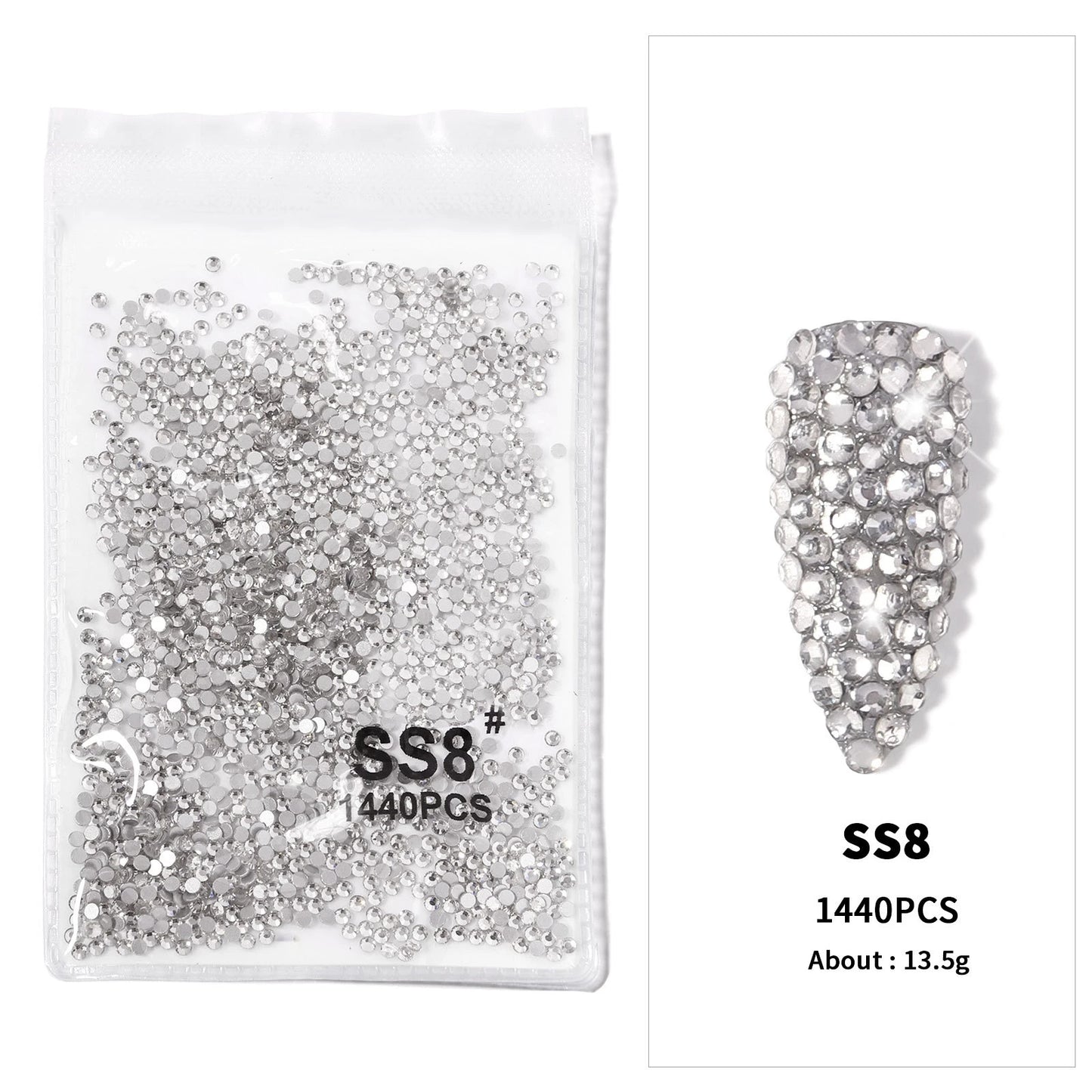 12Gird 3D Glass AB Crystal Nail Art Rhinestones Kit
