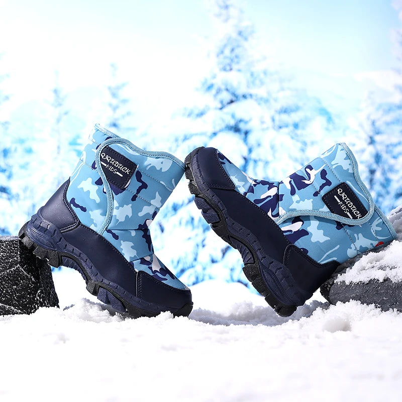 Snow Winter Plush Waterproof Fabric Non-Slip Rubber Sole Boots