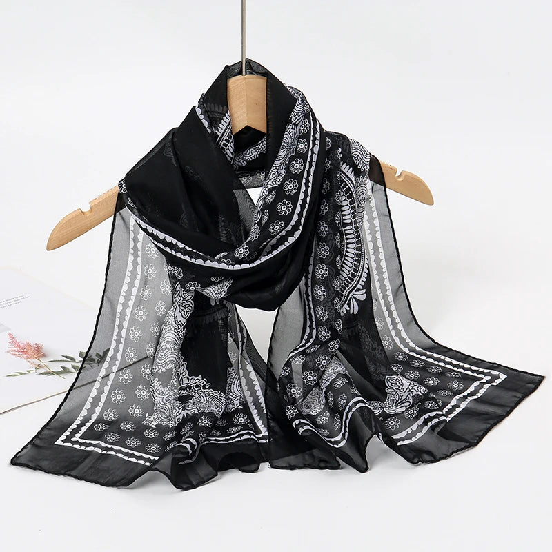 Chiffon Long Silk Scarf Turban