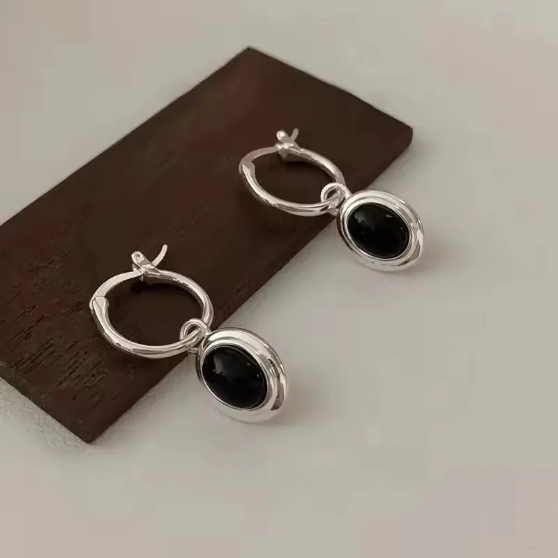 925 Sterling Silver Frosting Hoop Crossing Line Hollow Out Earrings