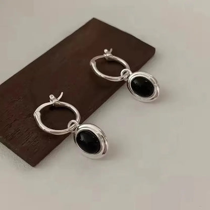 925 Sterling Silver Frosting Hoop Crossing Line Hollow Out Earrings