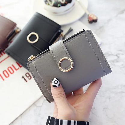 Short Wallet Zipper Card Holder PU Wallets