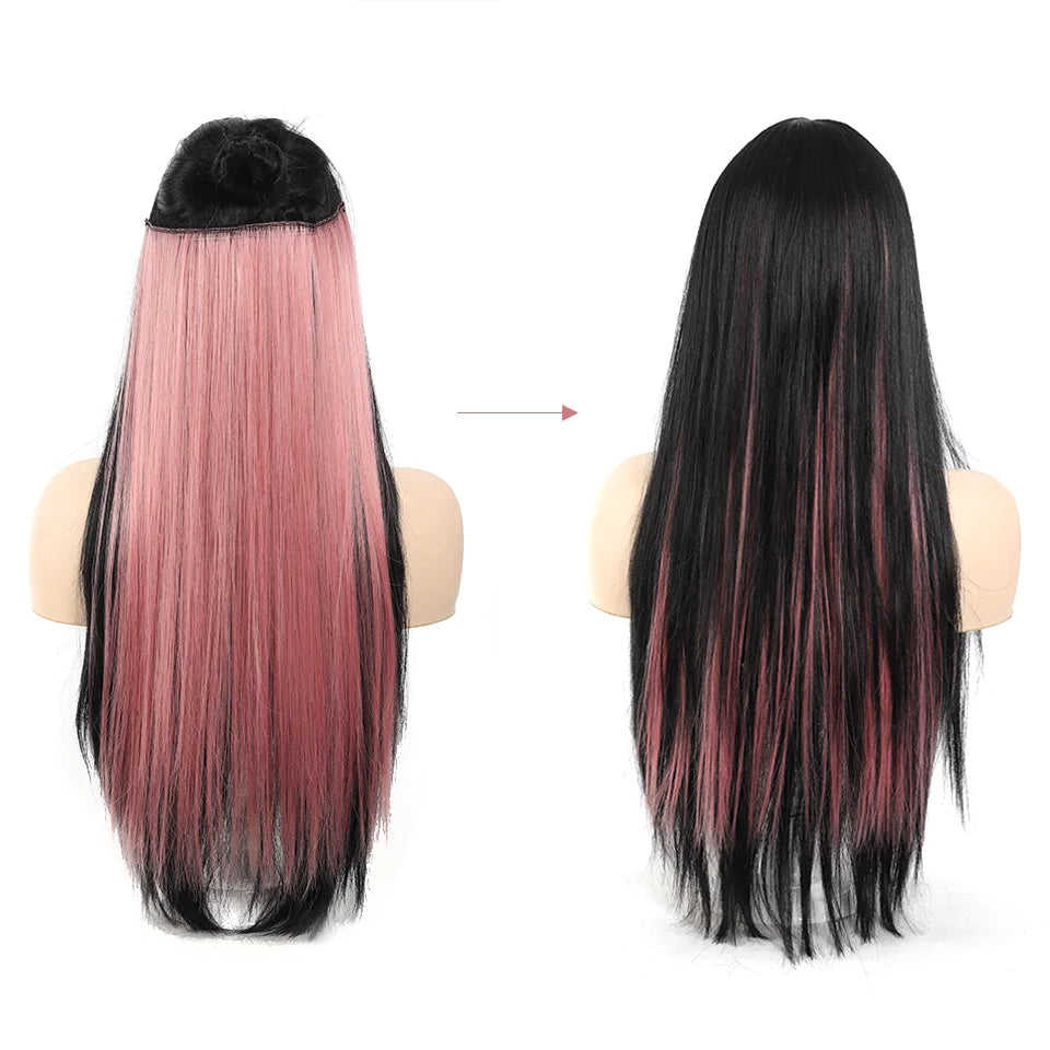 20 Inch Long Synthetic Straight Clip-In Hair Extensions