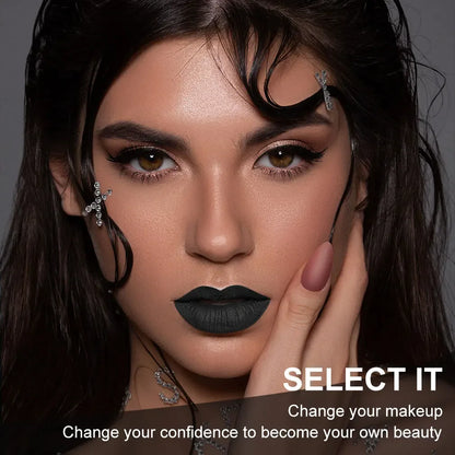 Matte black long-lasting waterproof lipstick