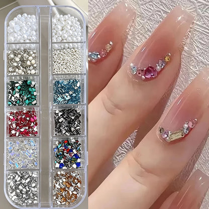 12Grids Mixed Mini Christmas Gems Nail Charms