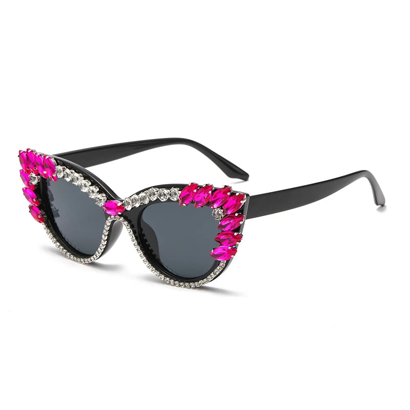 Cat Eye Colorful Big Diamond Sunglasses