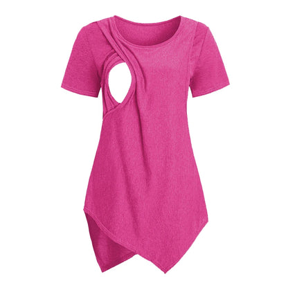 Maternity Pregnant Breastfeeding T-shirt Short Sleeve