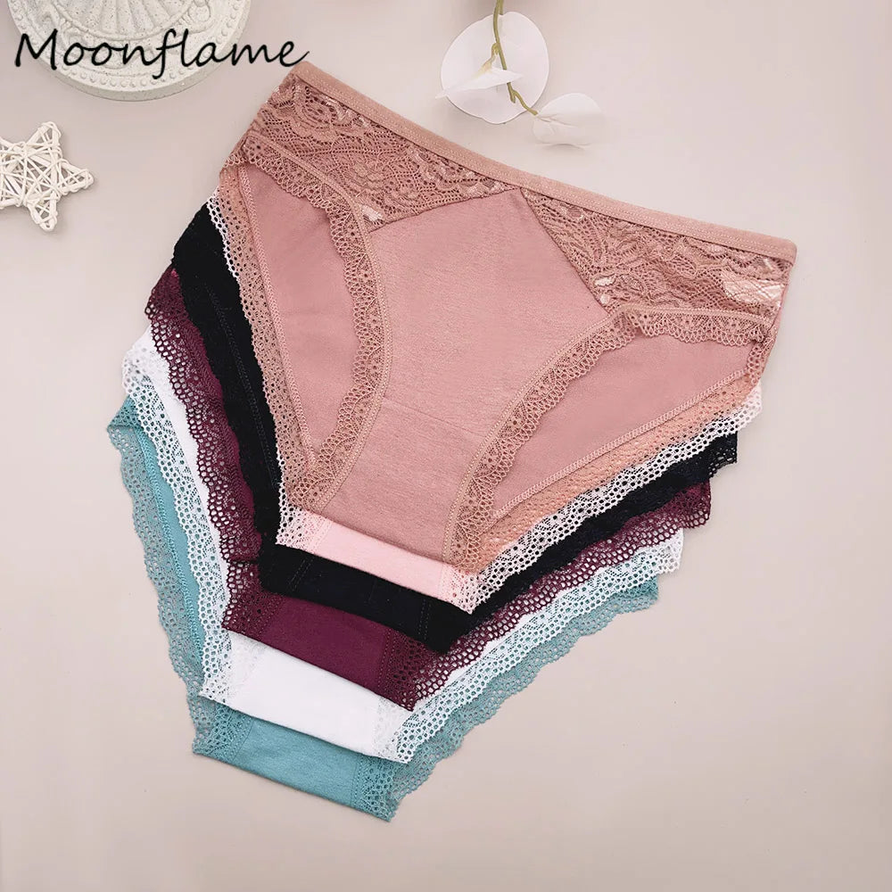 5 PCS Pantie Sexy Lace Cotton Briefs Lingerie