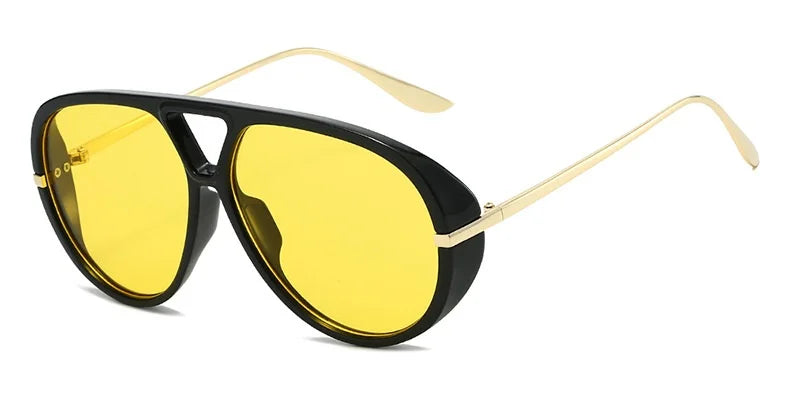 Oversized Punk Metal Double Bridge Sunglasses