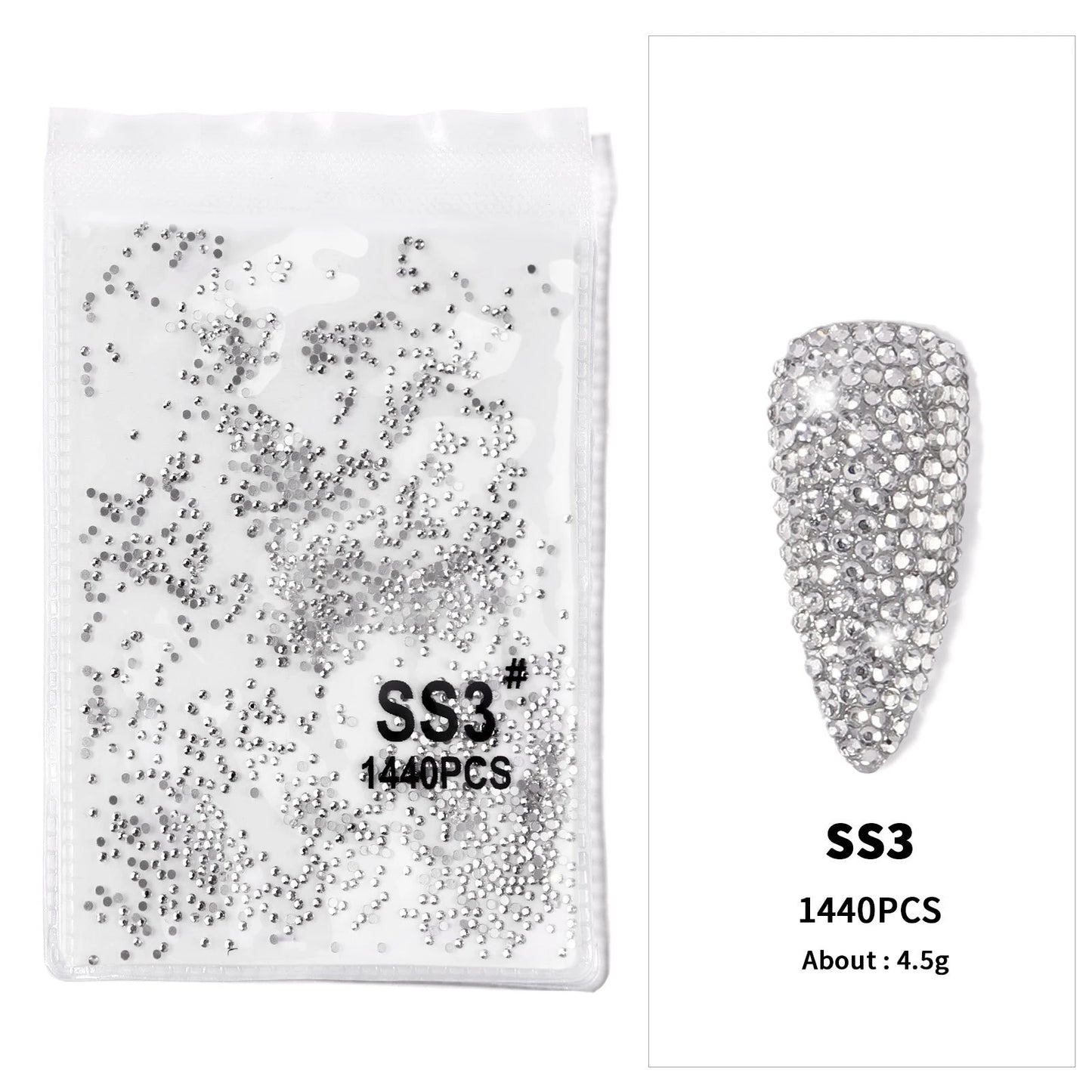 12Gird 3D Glass AB Crystal Nail Art Rhinestones Kit