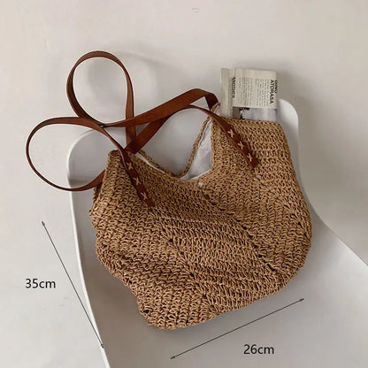 Casual Straw Woven Shoulder Wicker Handmade Beach Bag