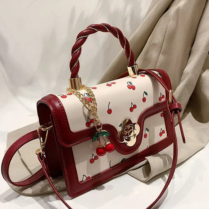 Sweet Cherry Square Chains Crossbody Bags