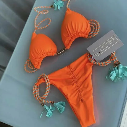 Backless Rope Triangle Swimsuit Bikini