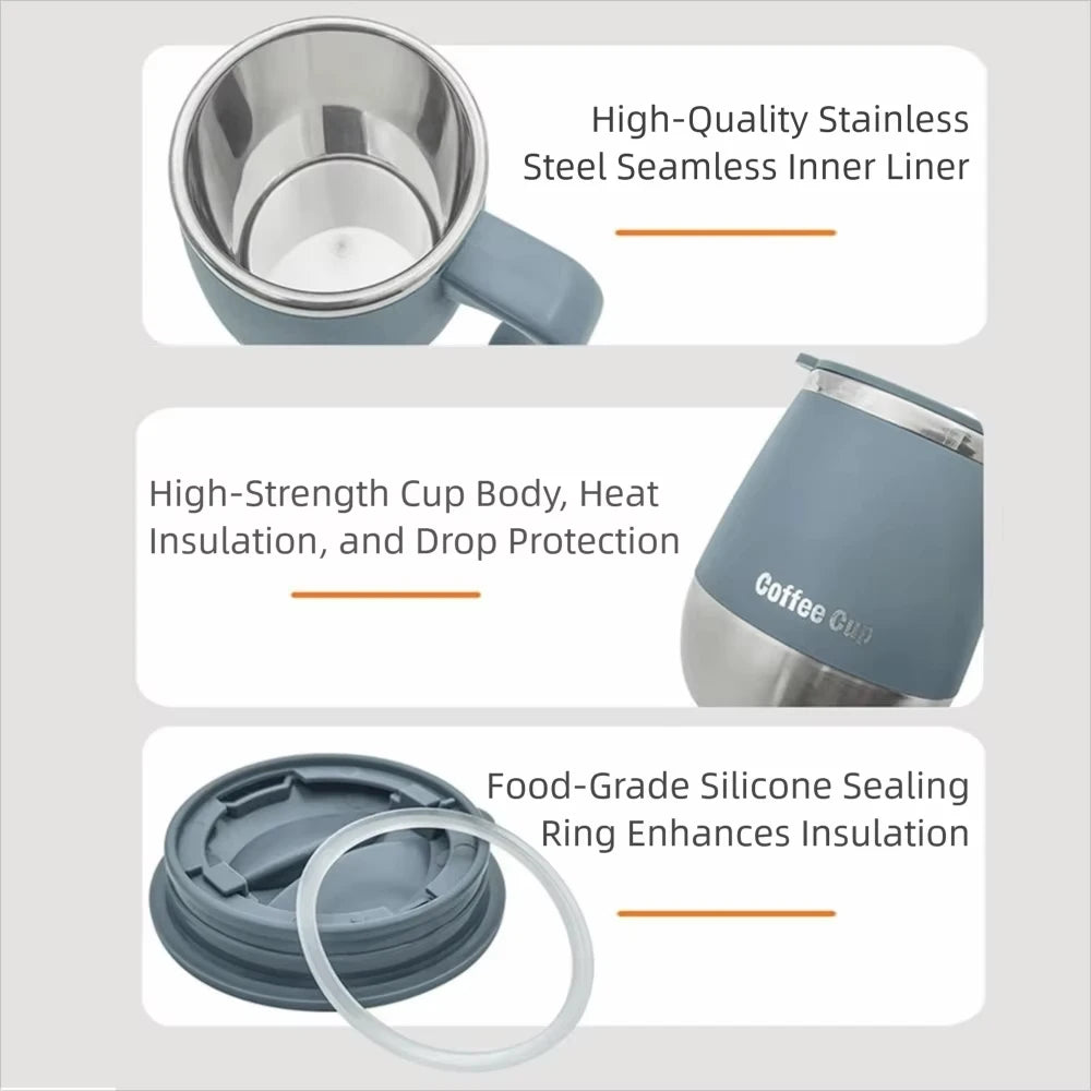 500ML Stainless Steel Coffee Cup with Lid Dual-Layer Vacuum Insulation