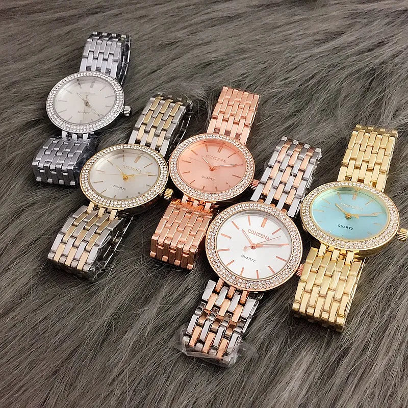 Luxury Stainless Steel Rhinestone Quartz Watch