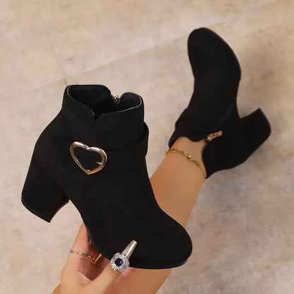 Anti-slip Ankle Zipper High Heels Short Boots