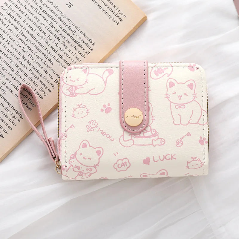 Cat Coin Short Wallet Leather Wallet