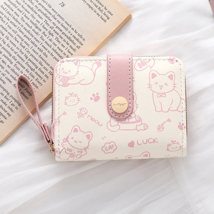 Cat Coin Short Wallet Leather Wallet