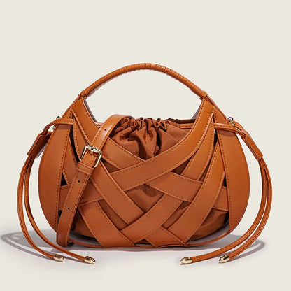 Woven Hollow Handbags Luxury Shoulder Messenger Small Totes Tassel Bag