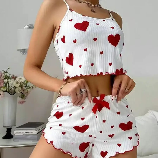 Breathable Soft Casual Love Printed Pyjama Set