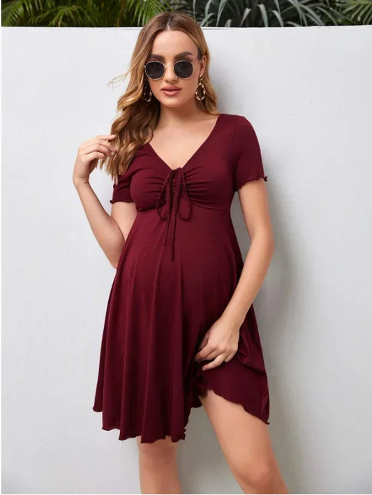 Maternity V-neck Loose Plus Size Pregnant Dress