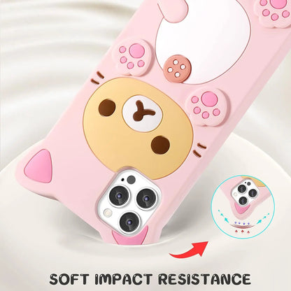 iPhone Pro Max Xs XR 6 7 8 Silicone Rilakkuma Cat Bear Soft Cover Case