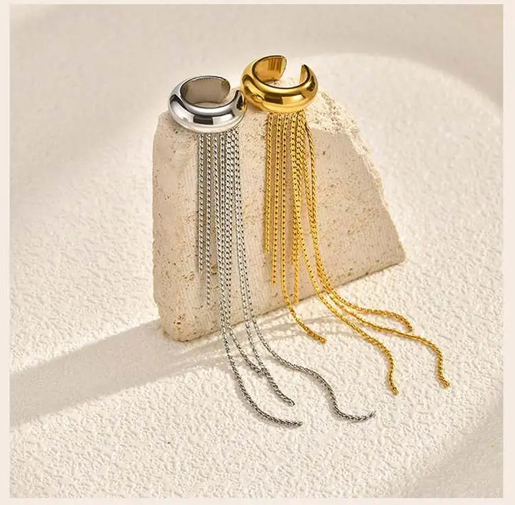 Ear Cuff Long Tassel Drop Earrings