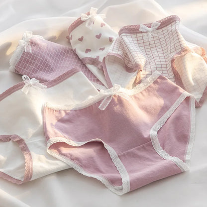 5Pcs/Lot Cute Love Cotton Sexy Lingerie