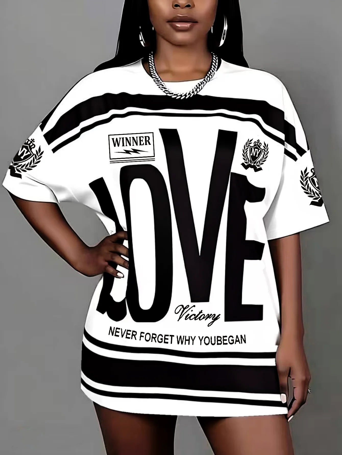 Plus size letter print T-shirt pullover