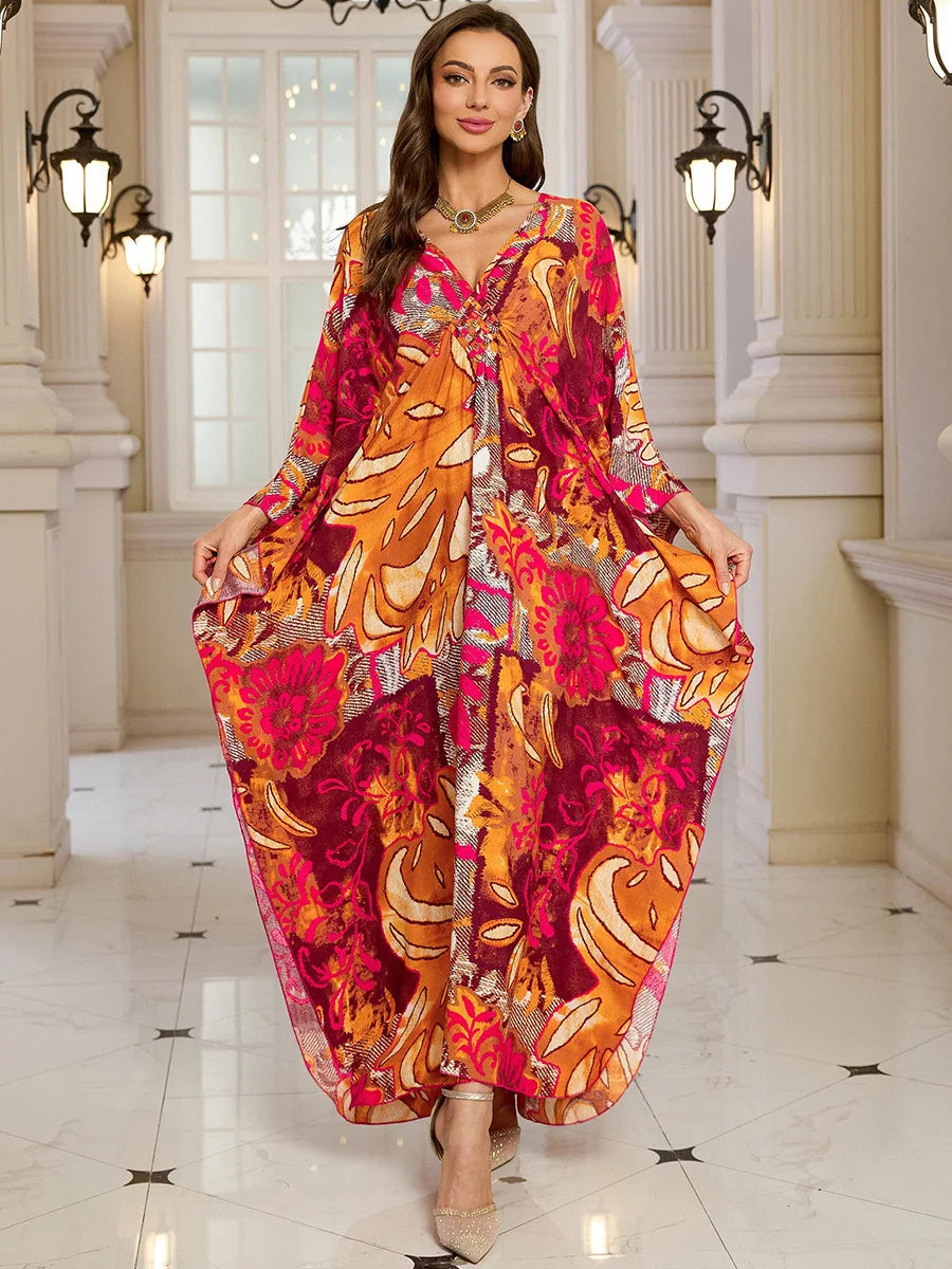 Kaftan Wave Neck Swimsuit Cover Up Caftan Dress