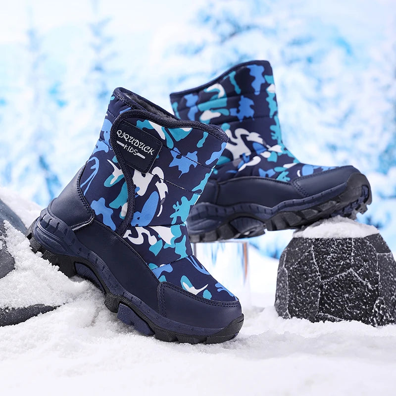 Snow Winter Plush Waterproof Fabric Non-Slip Rubber Sole Boots