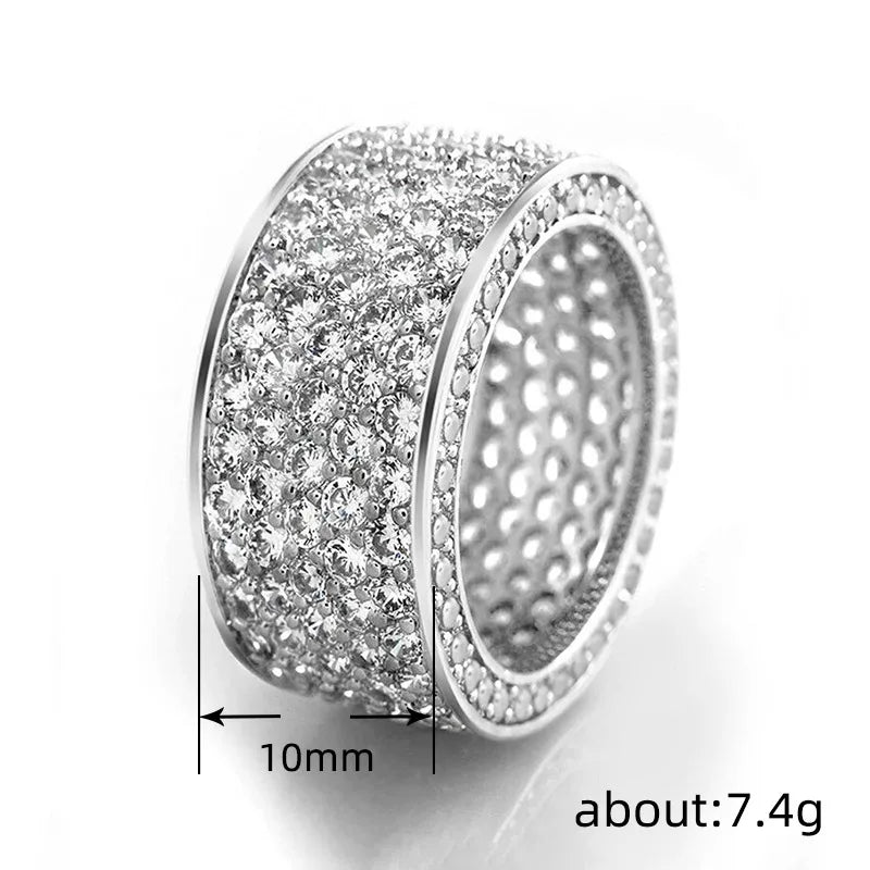 Luxury Wide CZ Sparkling Bands Rings
