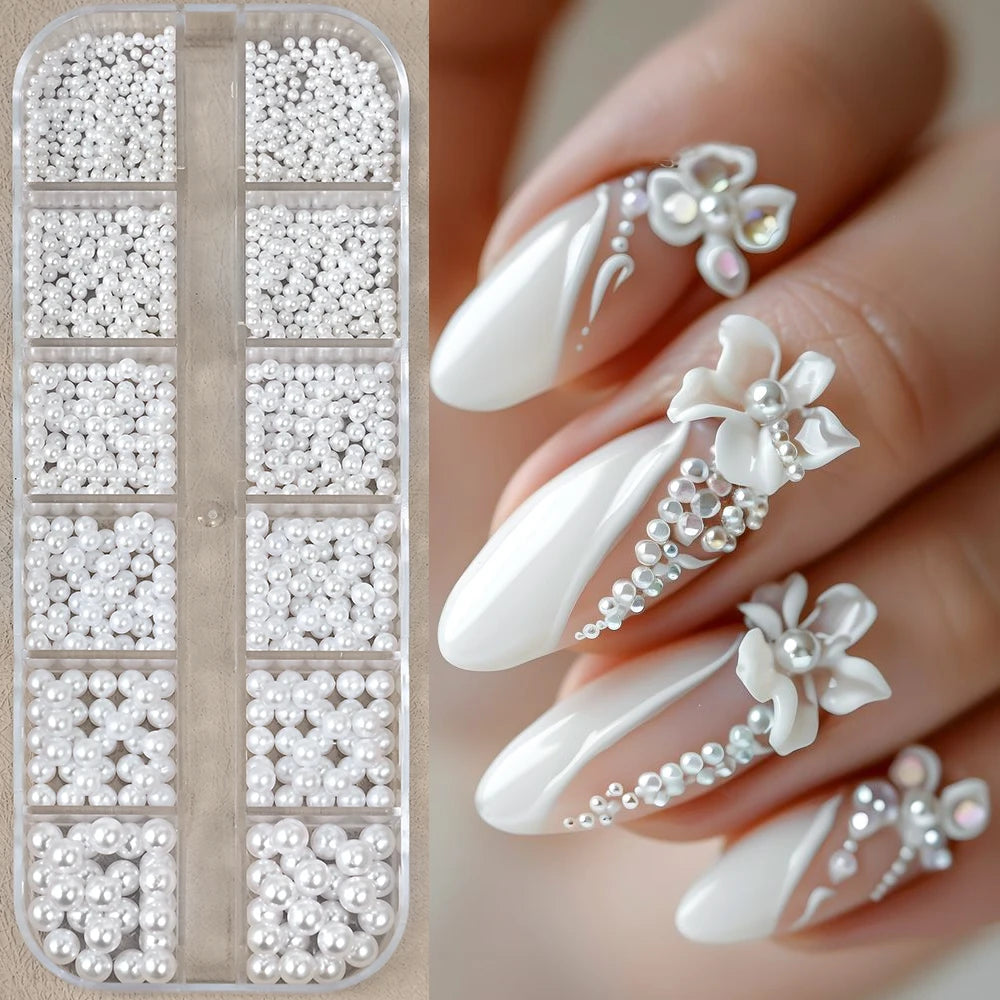 12Gird 3D Glass AB Crystal Nail Art Rhinestones Kit