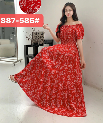 Long Maxi Bohemian Korean Style Floral Vintage Slim Dress Boho