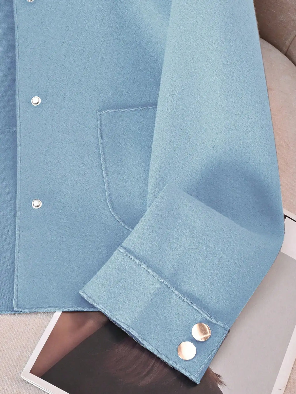 Classic Solid Short Woolen Warm Clothing Button Up Coat