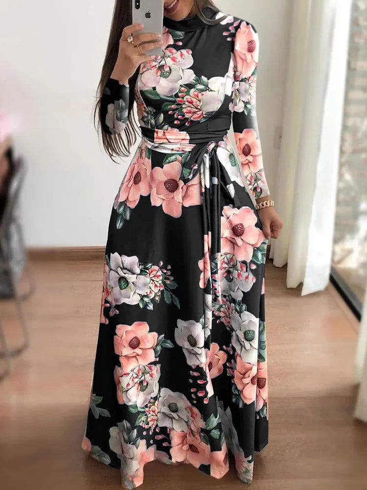 Slim Casual Long Sleeve Round Neck Dress