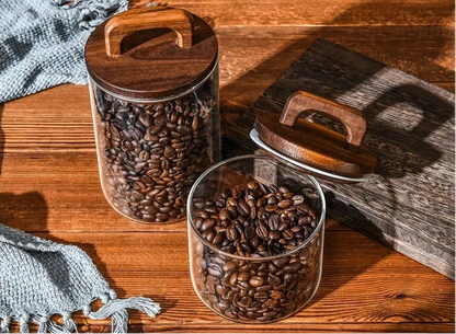 Clear Glass Jar with Bamboo Lid Sealed Canister Food Storage Container