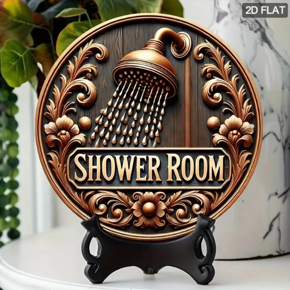 Golden Shower Head Sign  Bathroom Decor